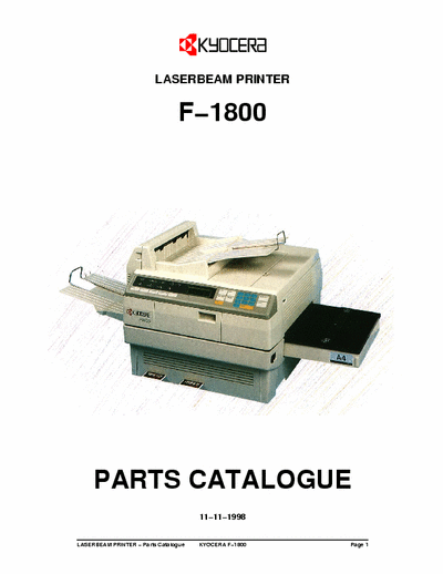 Kyocera F-1800 Kyocera Laserbeam printer F-1800 Parts Manual